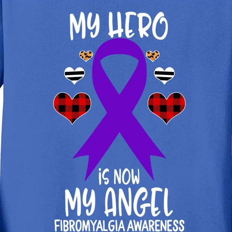 Fibromyalgia Awareness Remembrance Hero Is Now My Angel Gift Kids Long Sleeve Shirt