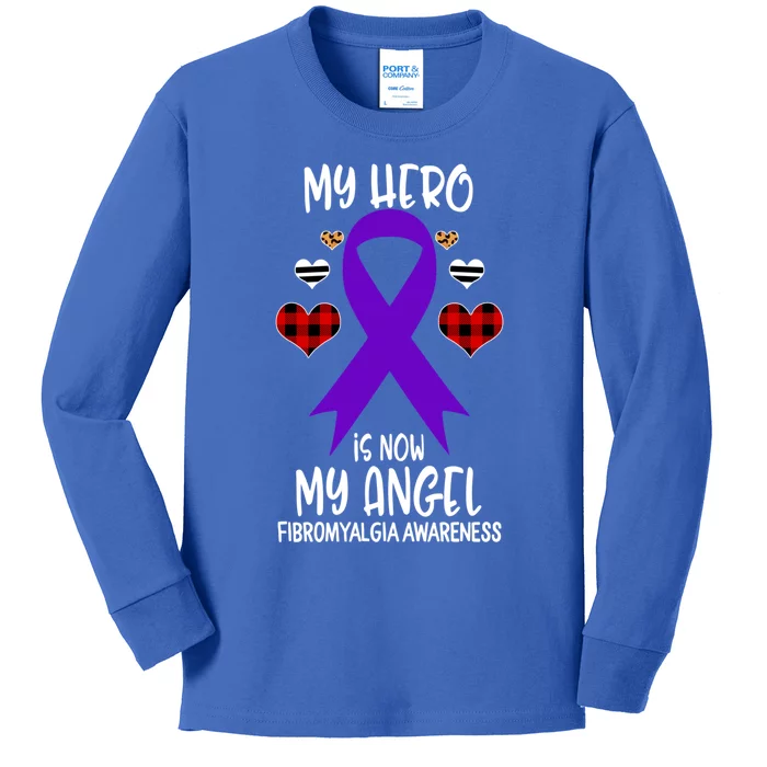 Fibromyalgia Awareness Remembrance Hero Is Now My Angel Gift Kids Long Sleeve Shirt