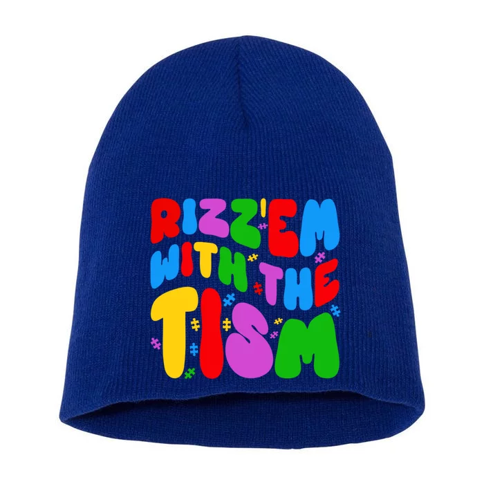 Funny Autistic Rizz RizzEm With The Tism Meme Autism Groovy Cool Gift Short Acrylic Beanie