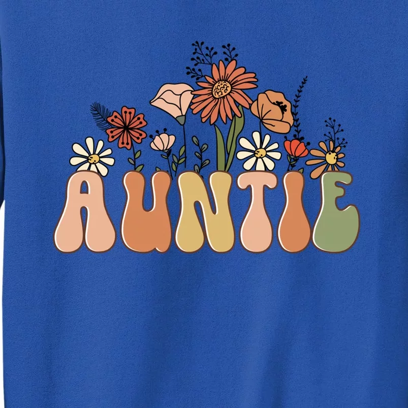 Floral Auntie Retro Groovy Auntie New Auntie Mothers Day Gift Tall Sweatshirt