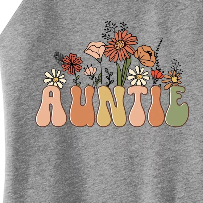 Floral Auntie Retro Groovy Auntie New Auntie Mothers Day Gift Women’s Perfect Tri Rocker Tank