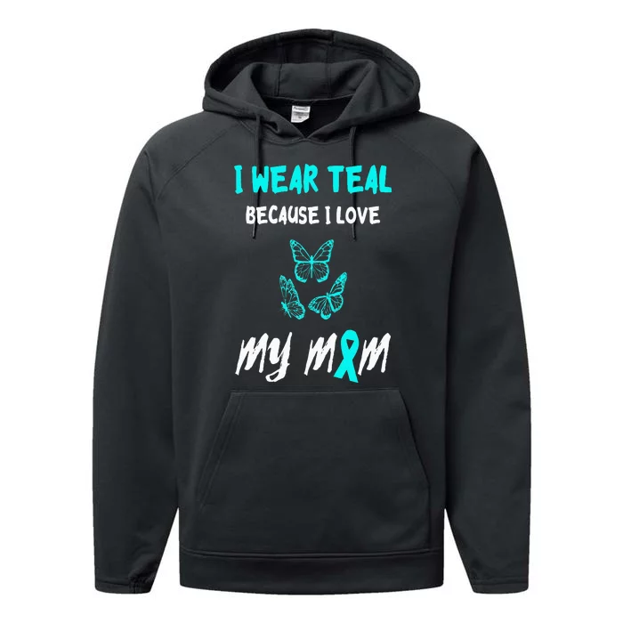 Food Allergy Ribbon I Love My Mom Food Allergy Awareness Performance Fleece Hoodie