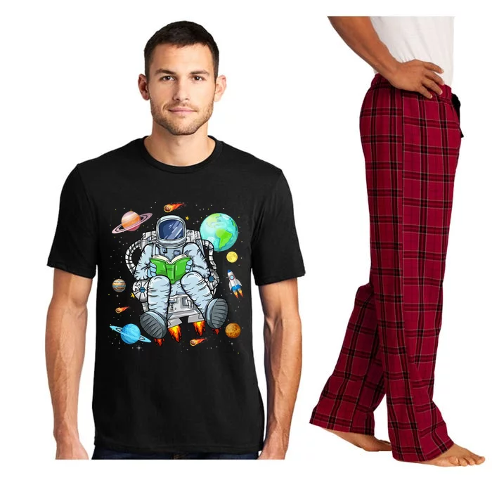 Funny Astronaut Reads Book In Space Outer Space Book Nerds Pajama Set