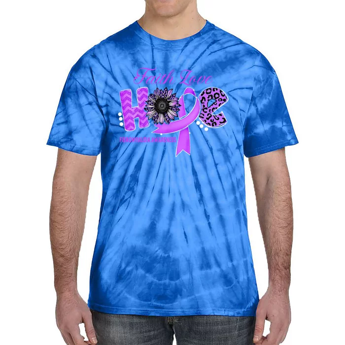 Fibromyalgia Awarenesshope Ribbon Sunflower Gift Tie-Dye T-Shirt