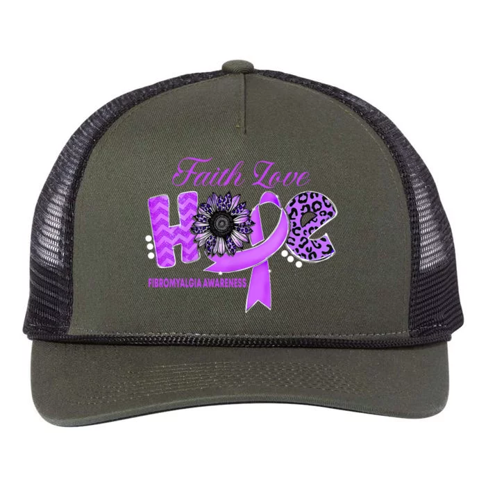 Fibromyalgia Awarenesshope Ribbon Sunflower Gift Retro Rope Trucker Hat Cap