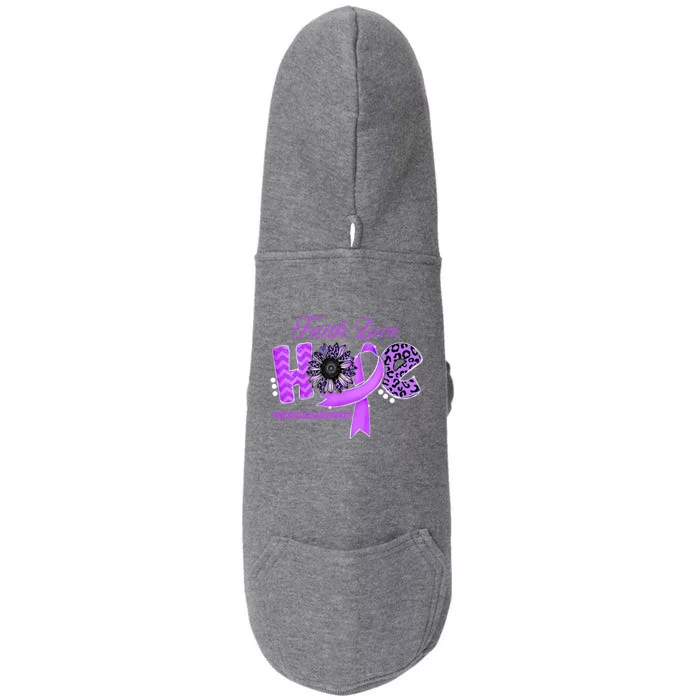 Fibromyalgia Awarenesshope Ribbon Sunflower Gift Doggie 3-End Fleece Hoodie