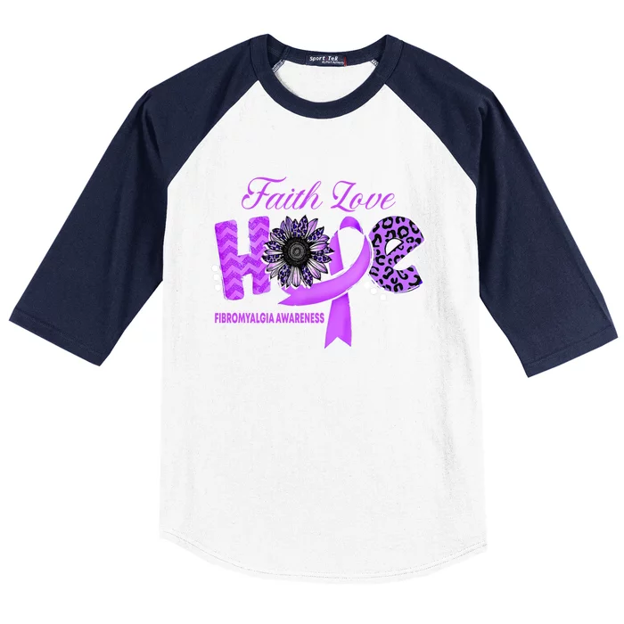 Fibromyalgia Awarenesshope Ribbon Sunflower Gift Baseball Sleeve Shirt