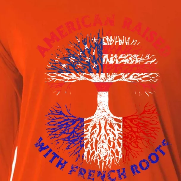 Funny American Raised With French Roots Cooling Performance Long Sleeve Crew