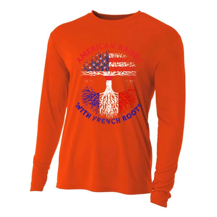 Funny American Raised With French Roots Cooling Performance Long Sleeve Crew