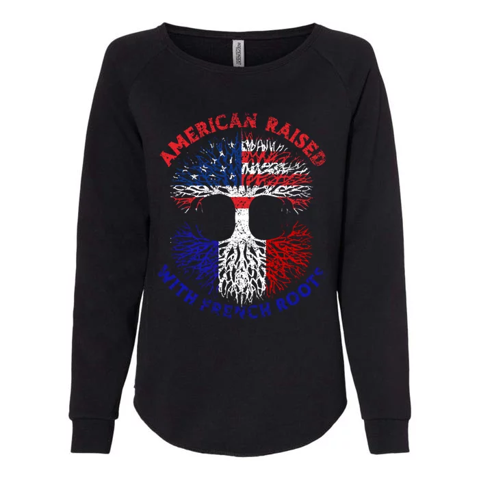 Funny American Raised With French Roots Womens California Wash Sweatshirt