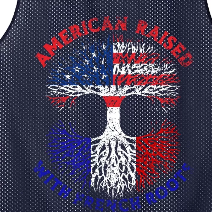 Funny American Raised With French Roots Mesh Reversible Basketball Jersey Tank