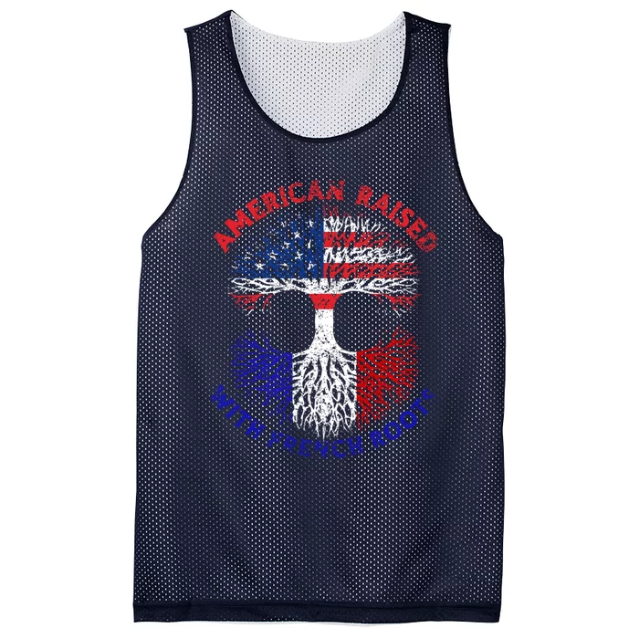 Funny American Raised With French Roots Mesh Reversible Basketball Jersey Tank