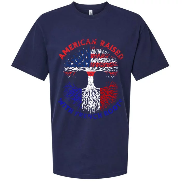 Funny American Raised With French Roots Sueded Cloud Jersey T-Shirt