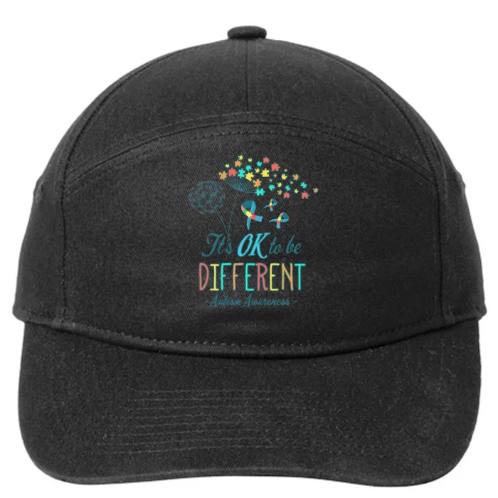 Flower Autism Ribbon Colorful Gifts It's Ok To Be Different 7-Panel Snapback Hat