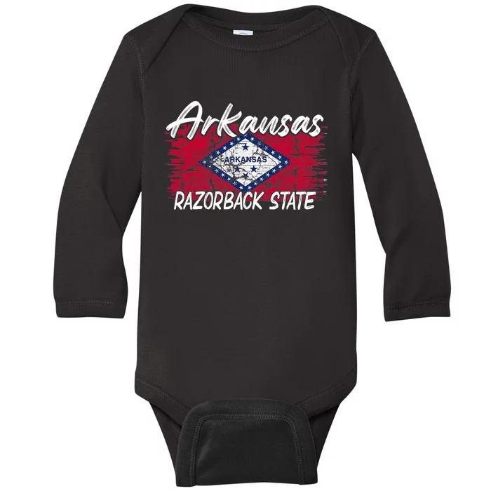 Funny Arkansas Razorback State Baby Long Sleeve Bodysuit