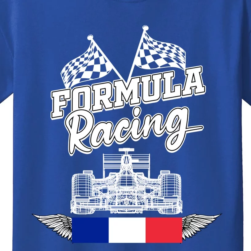 French Auto Race France Flag Formula Racing Car Racer Fans Gift Kids T-Shirt