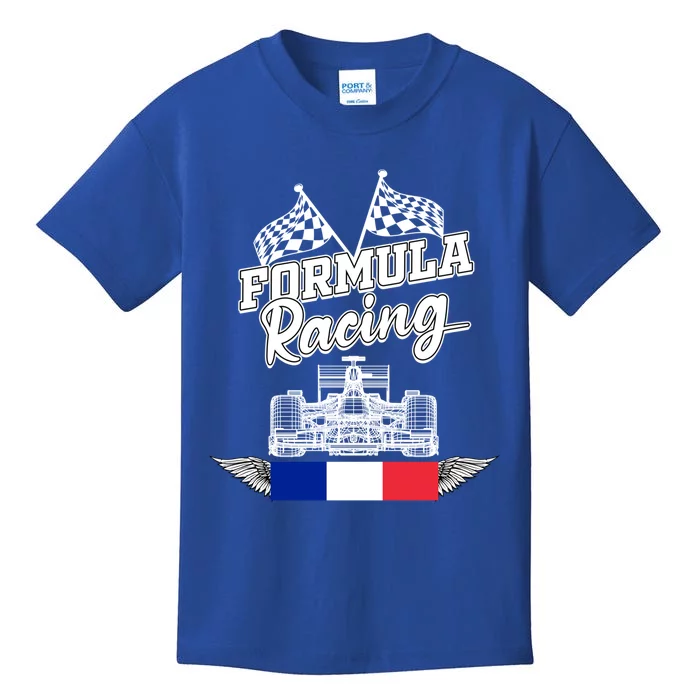 French Auto Race France Flag Formula Racing Car Racer Fans Gift Kids T-Shirt