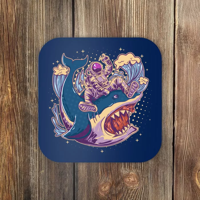 Funny Astronaut Riding Shark Coaster