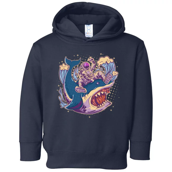 Funny Astronaut Riding Shark Toddler Hoodie