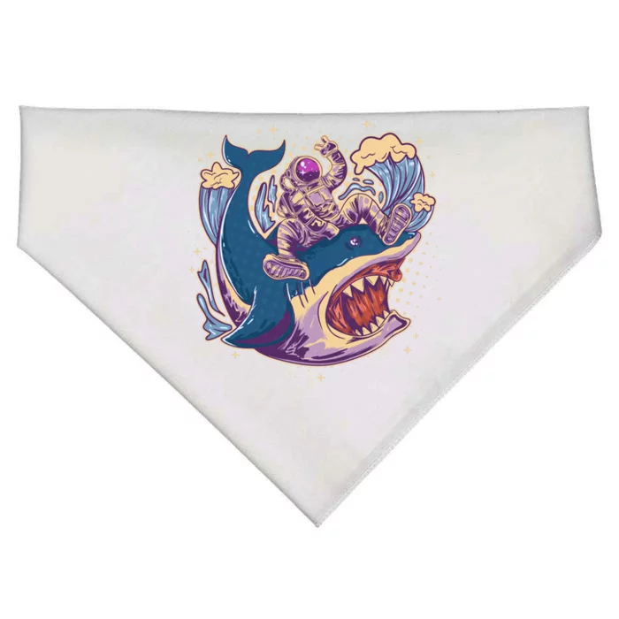 Funny Astronaut Riding Shark USA-Made Doggie Bandana