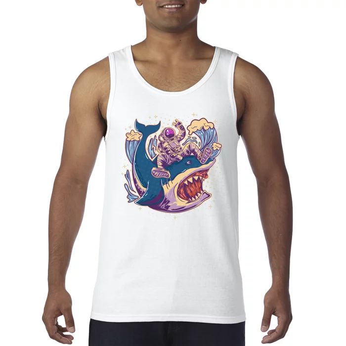 Funny Astronaut Riding Shark Tank Top