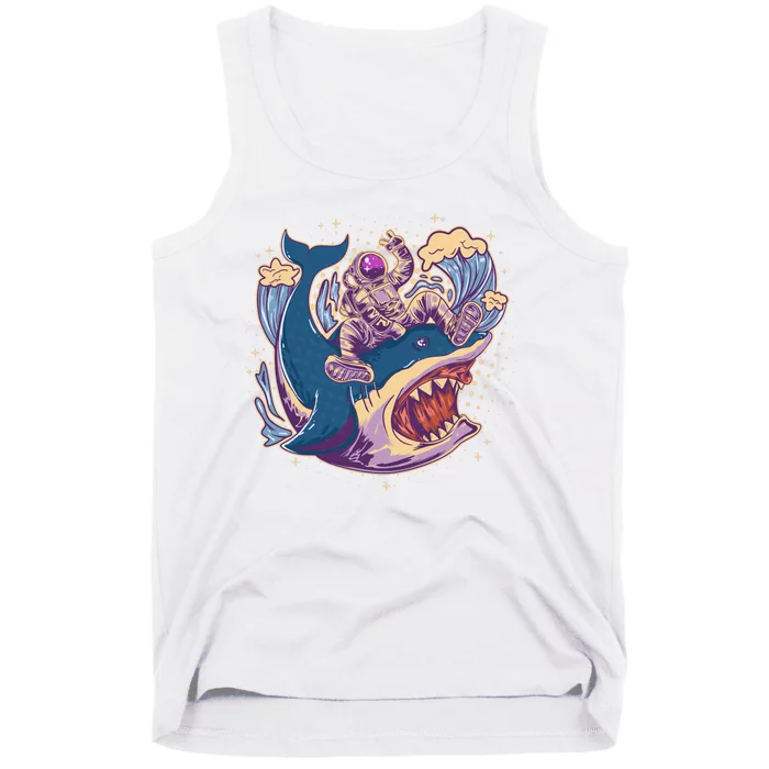 Funny Astronaut Riding Shark Tank Top