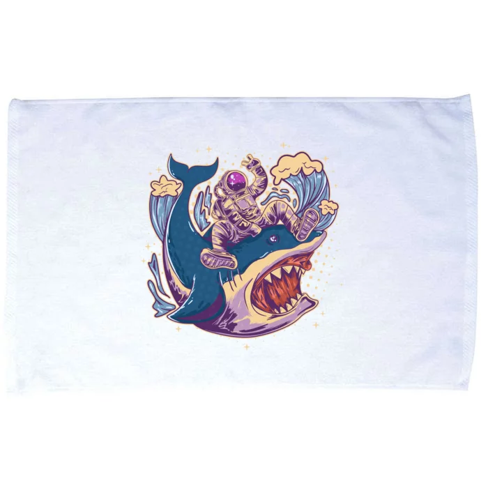 Funny Astronaut Riding Shark Microfiber Hand Towel