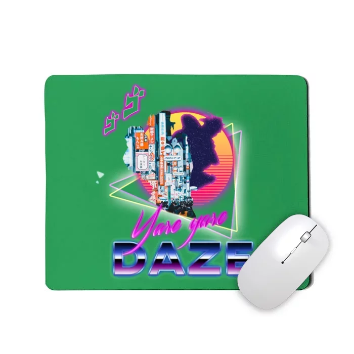 Funny Aesthetic Retro Vaporwave Synthwave Yare Yare Daze Meme Quote Classic Shir Mousepad