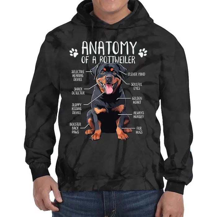 Funny Anatomy Rottweiler Dog Owner Rottie Dad Mom Pet Lover Tie Dye Hoodie