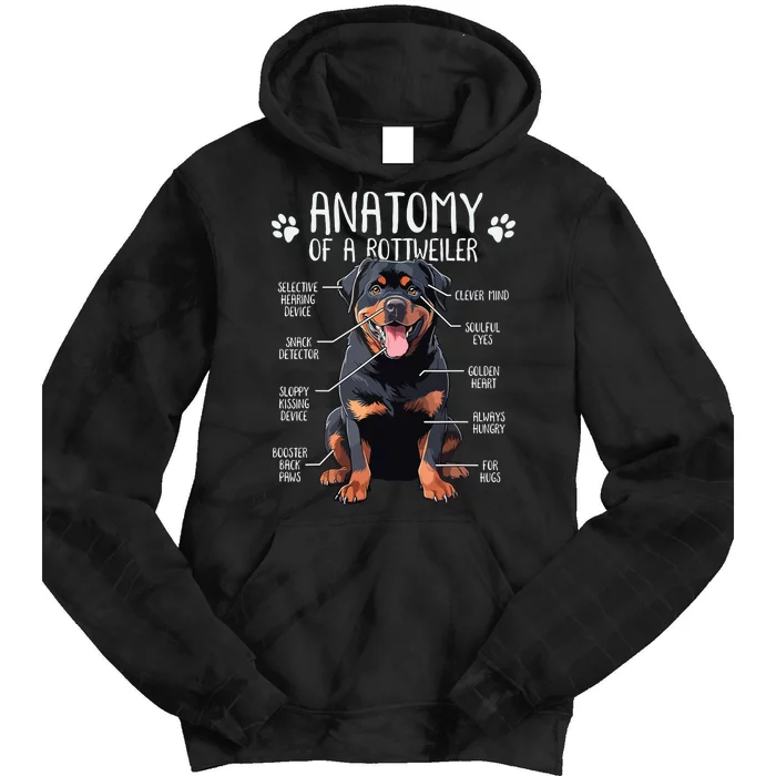 Funny Anatomy Rottweiler Dog Owner Rottie Dad Mom Pet Lover Tie Dye Hoodie