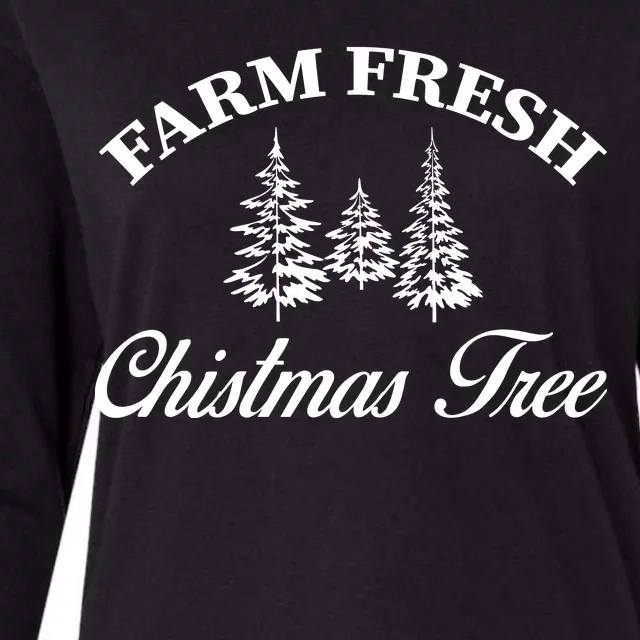 Farm Fresh Christmas Tree Womens Cotton Relaxed Long Sleeve T-Shirt