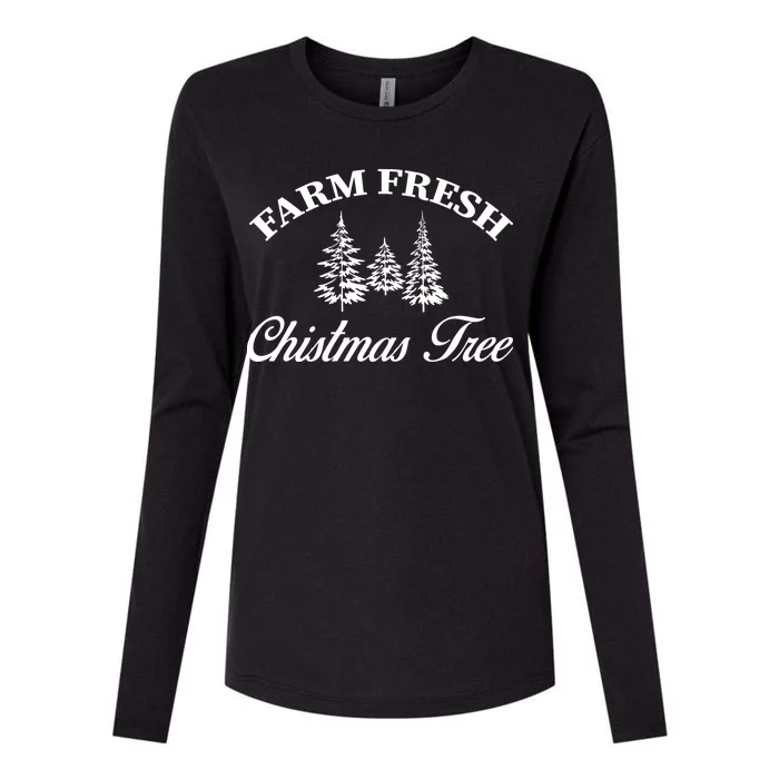 Farm Fresh Christmas Tree Womens Cotton Relaxed Long Sleeve T-Shirt