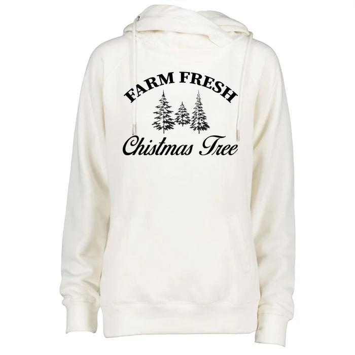 Farm Fresh Christmas Tree Womens Funnel Neck Pullover Hood