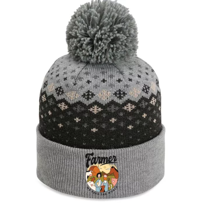 Farmer We Feed The World The Baniff Cuffed Pom Beanie