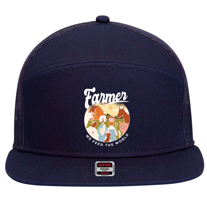 Farmer We Feed The World 7 Panel Mesh Trucker Snapback Hat