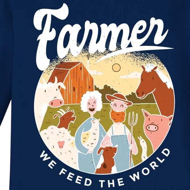 Farmer We Feed The World Baby Long Sleeve Bodysuit