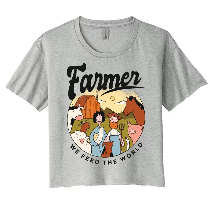 Farmer We Feed The World Women's Crop Top Tee