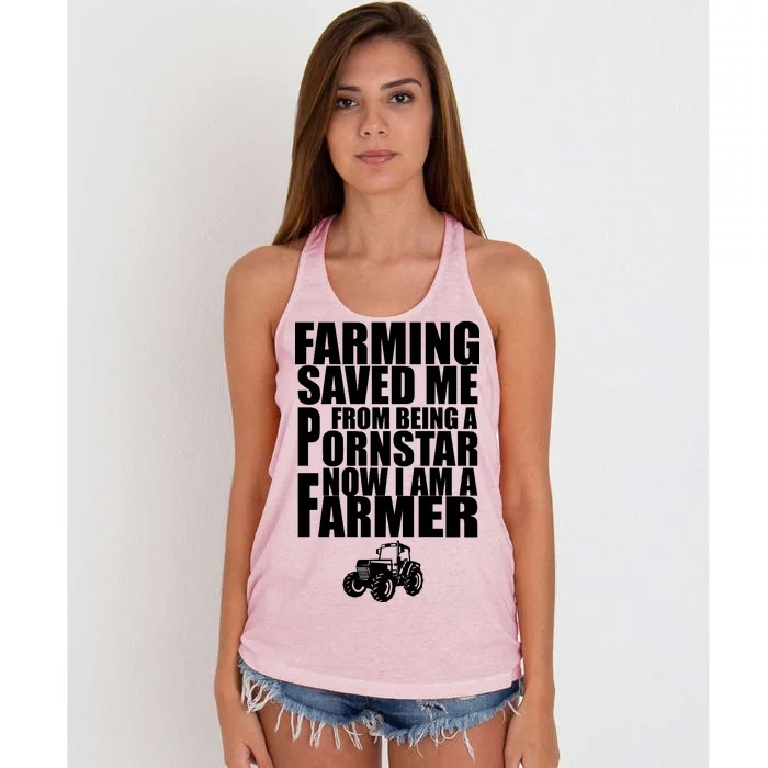 Farming Saved Me From being A Pornstar Women's Knotted Racerback Tank