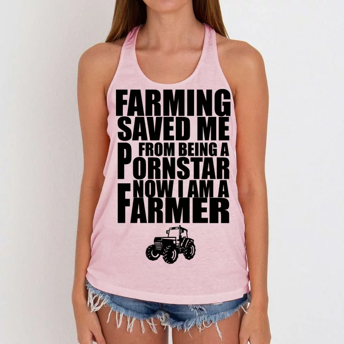 Farming Saved Me From being A Pornstar Women's Knotted Racerback Tank