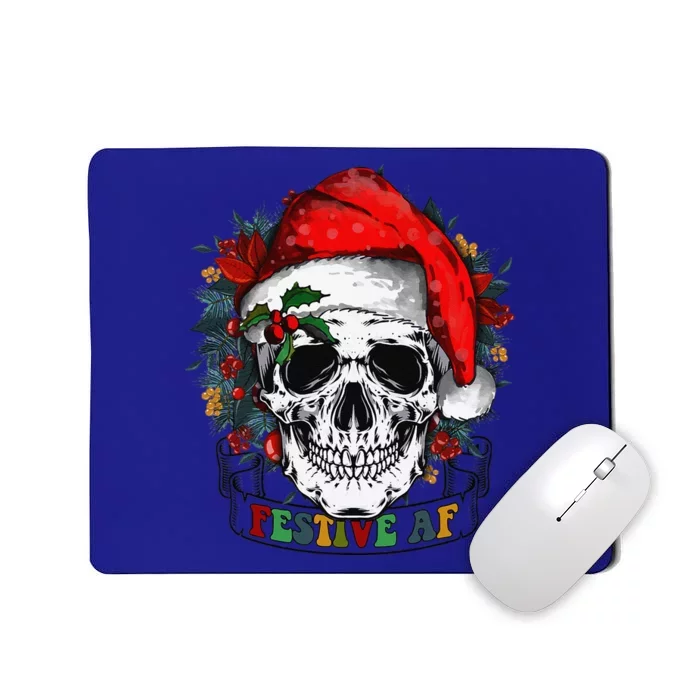 Festive AF Santa Floral Skeleton Christmas Holiday Funny Mousepad