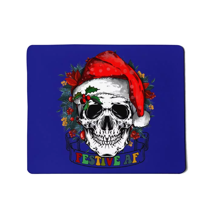 Festive AF Santa Floral Skeleton Christmas Holiday Funny Mousepad