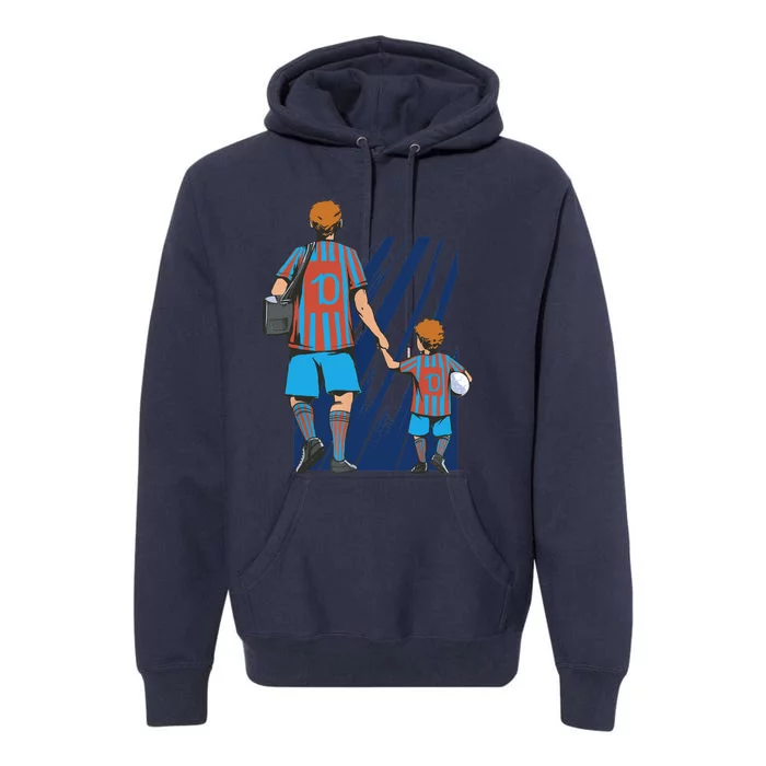 Father And Son Soccer Fans Premium Hoodie