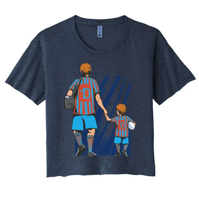 Father And Son Soccer Fans Women's Crop Top Tee