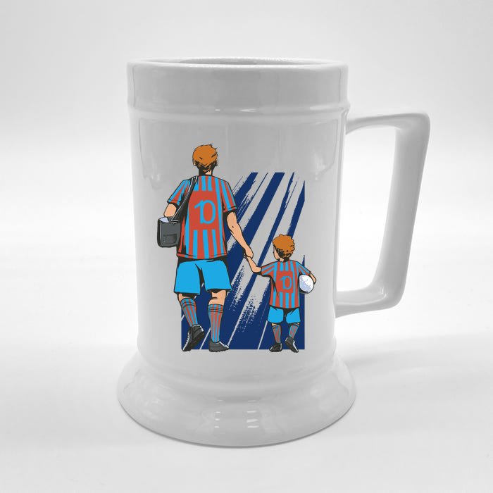 Father And Son Soccer Fans Front & Back Beer Stein