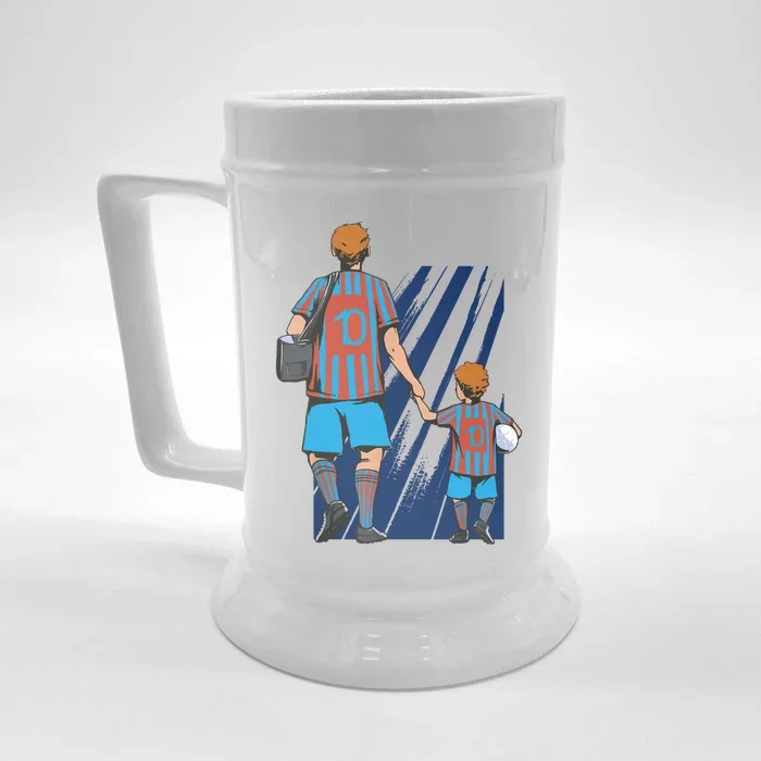 Father And Son Soccer Fans Front & Back Beer Stein