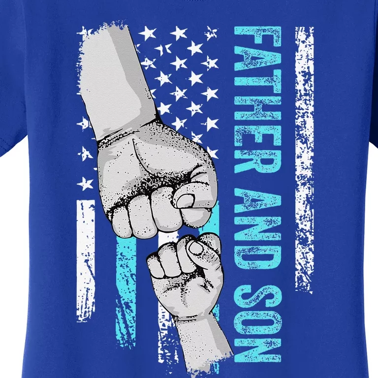 Father And Son American Flag Matching Fathers Day Father Son Women's T-Shirt