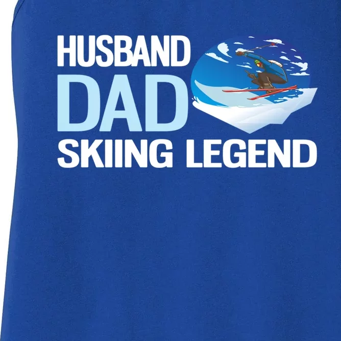 Funny Alpine Skiing Husband Dad Skiing Legend Gift Women's Racerback Tank