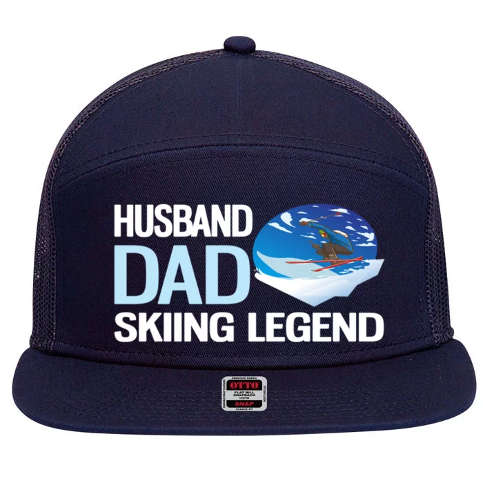 Funny Alpine Skiing Husband Dad Skiing Legend Gift 7 Panel Mesh Trucker Snapback Hat