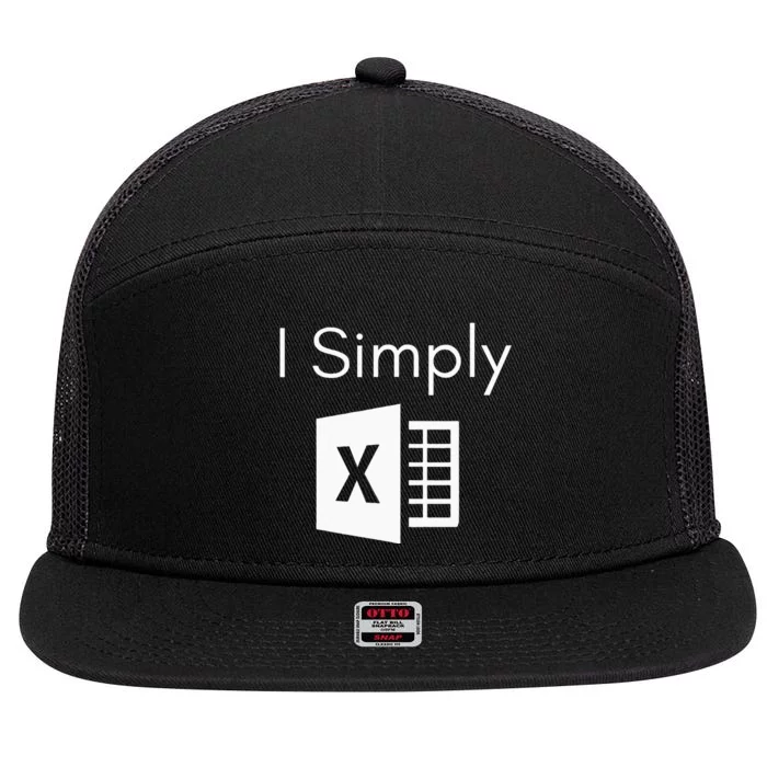 Funny Accountant Spreadsheet I Simply Excel Green 7 Panel Mesh Trucker Snapback Hat