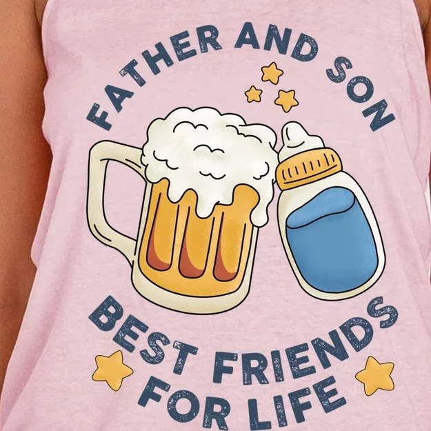 Father And Son Best Friends For Life Fathers Day Meaningful Gift Women's Knotted Racerback Tank